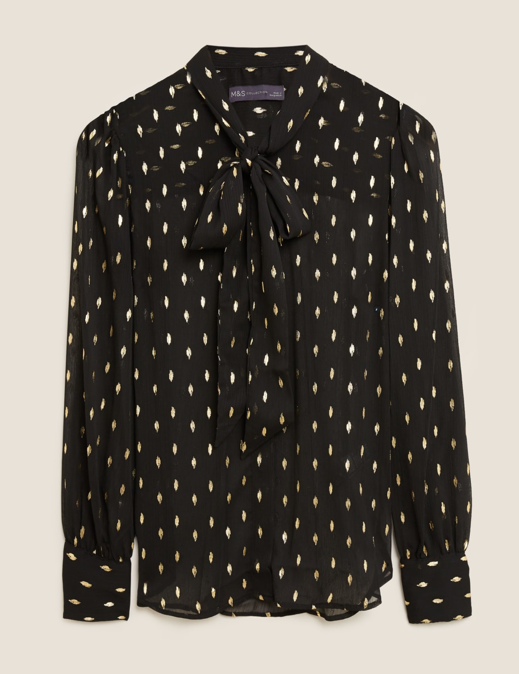 Polka Dot Pussybow Puff Sleeve Blouse 2 of 5