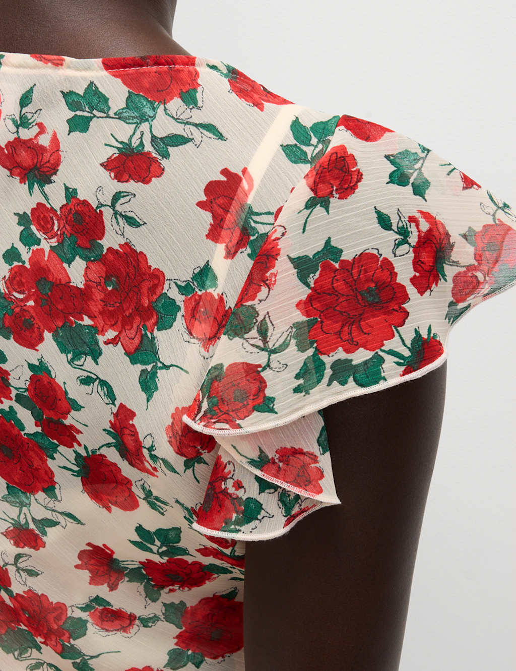 Floral Cowl Neck Ruffle Sleeve Top 3 of 5