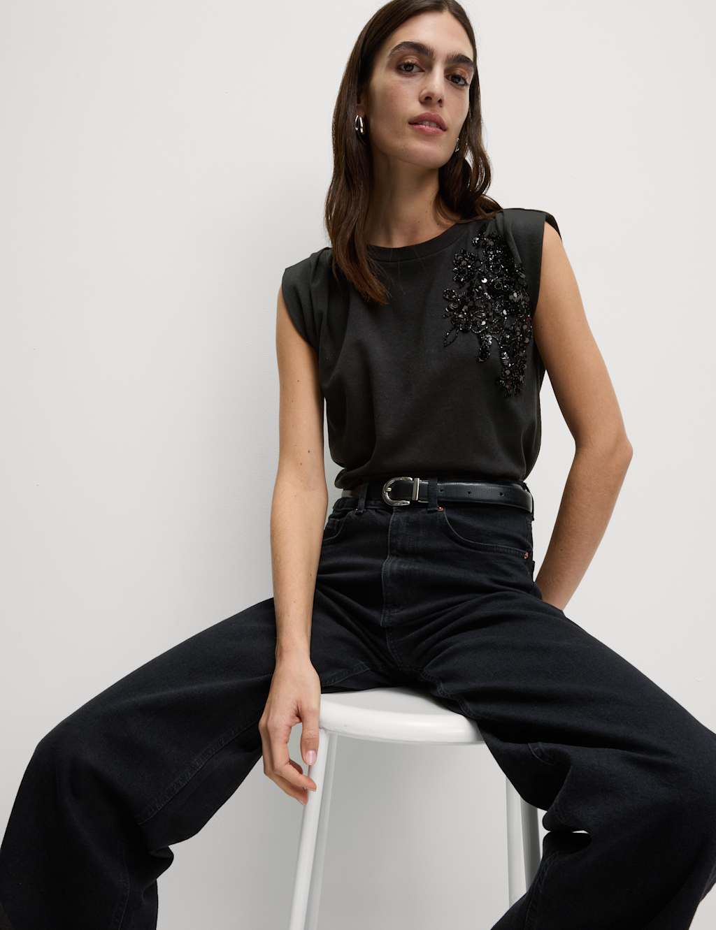 Pure Cotton Jersey Embellished Top 3 of 6