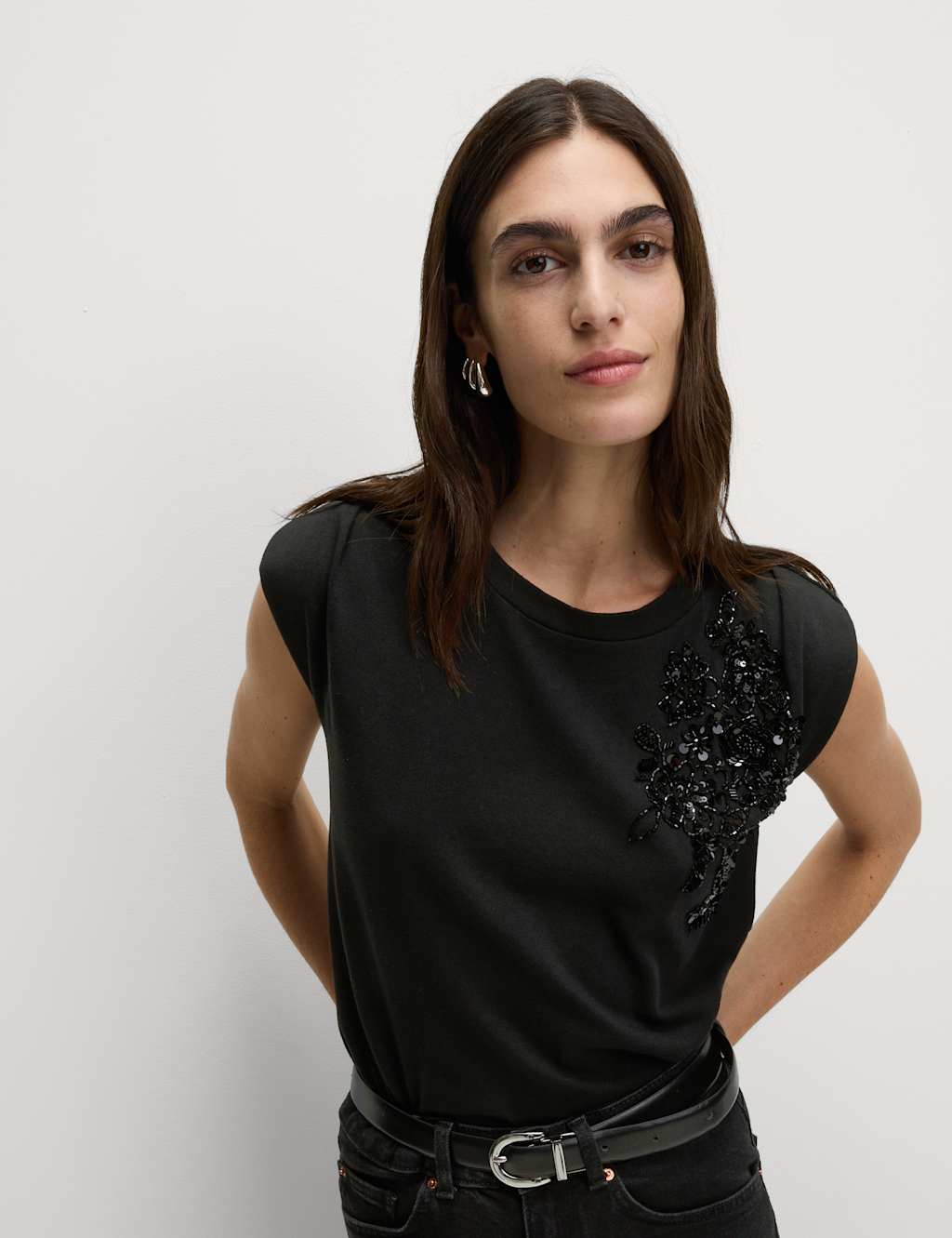 Pure Cotton Jersey Embellished Top 5 of 6