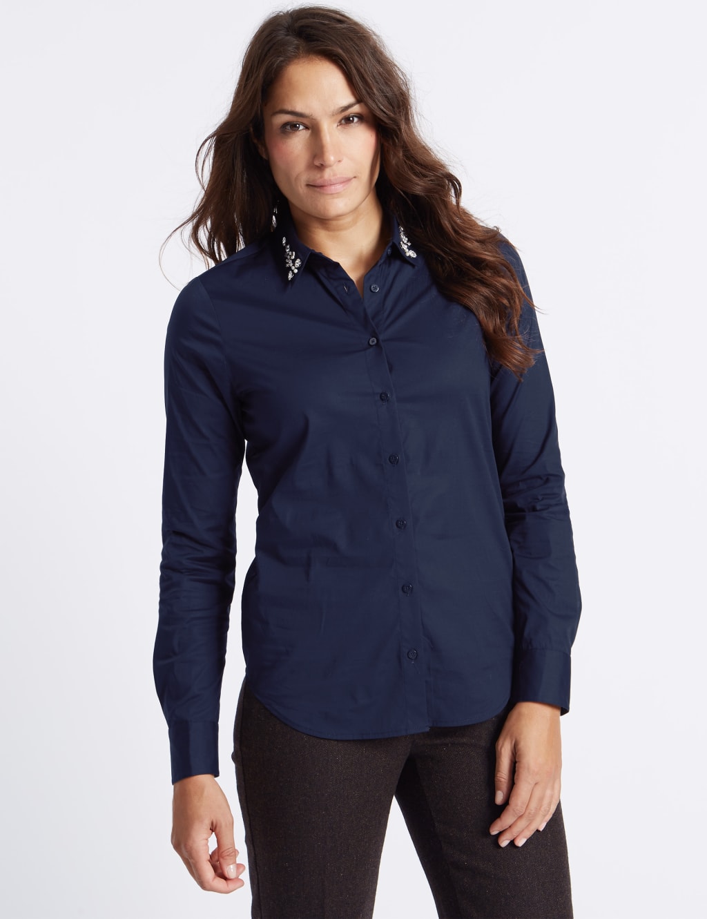 Cotton Rich Jewel Collared Long Sleeve Shirt 1 of 5