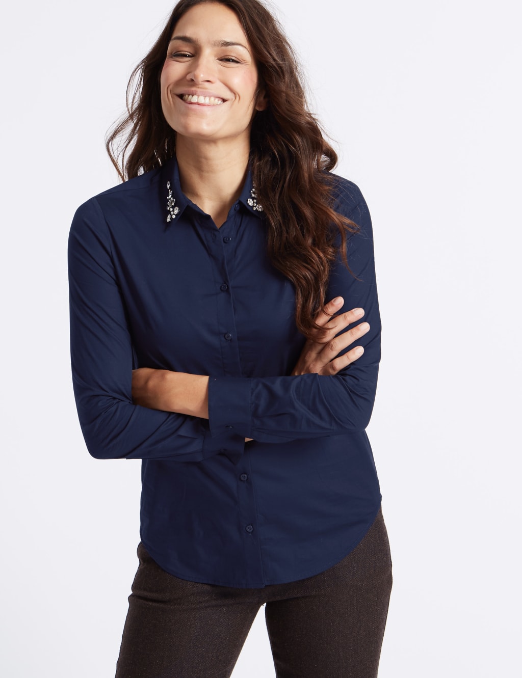 Cotton Rich Jewel Collared Long Sleeve Shirt 3 of 5