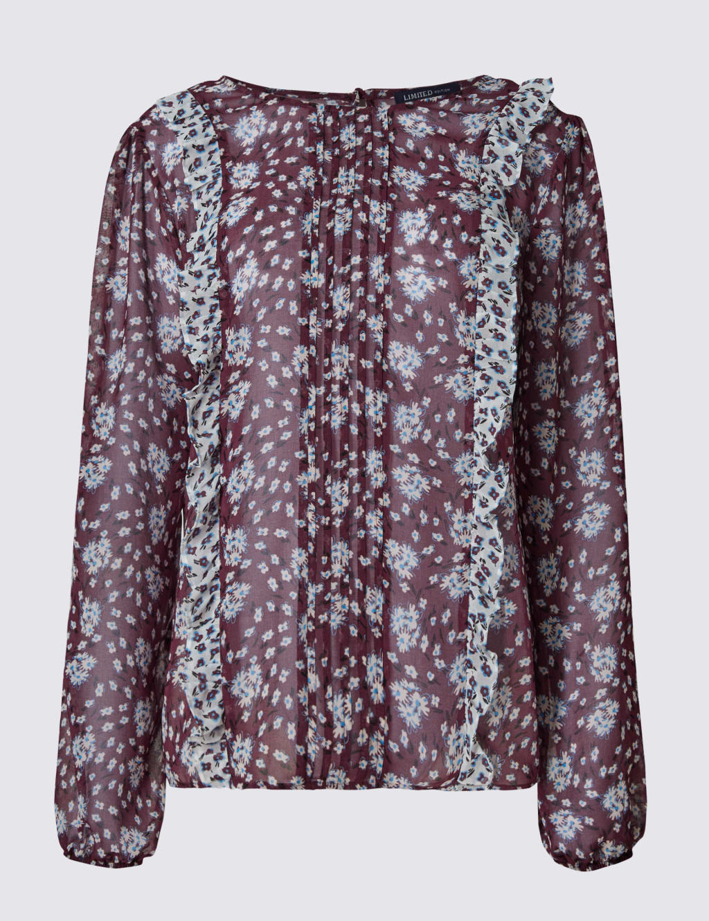 Long Sleeve Ditsy Ruffle Blouse 2 of 3