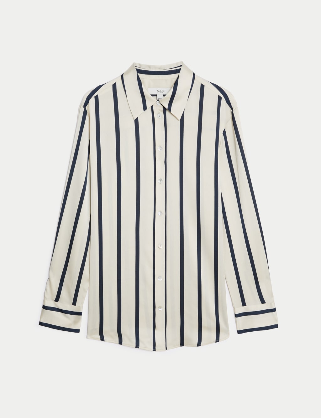 Satin Striped Collared Button Through Shirt 2 of 5