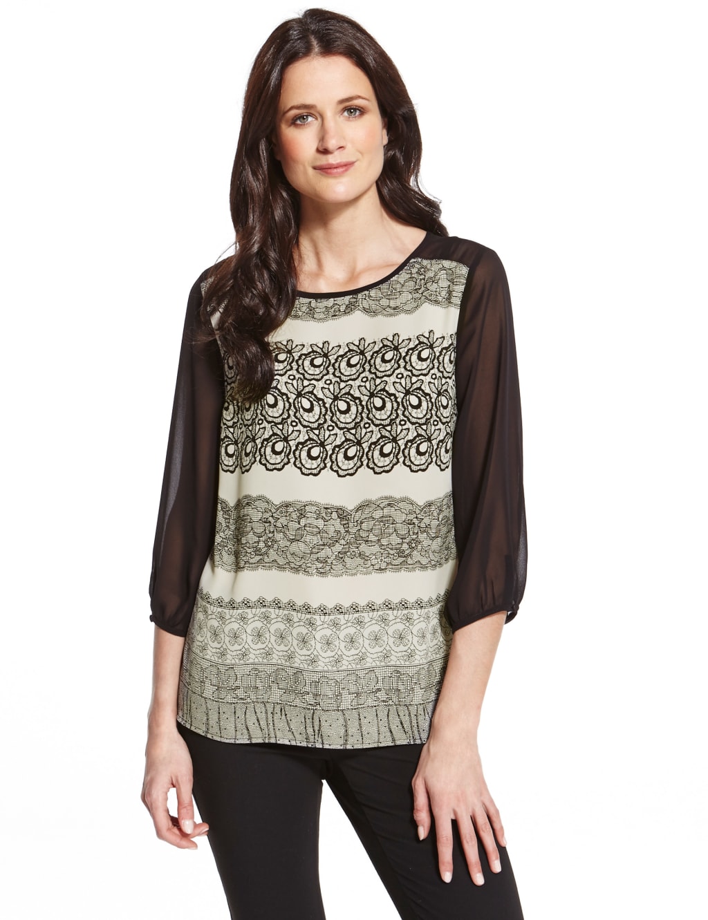 Round Neck Abstract Print Blouse 1 of 5