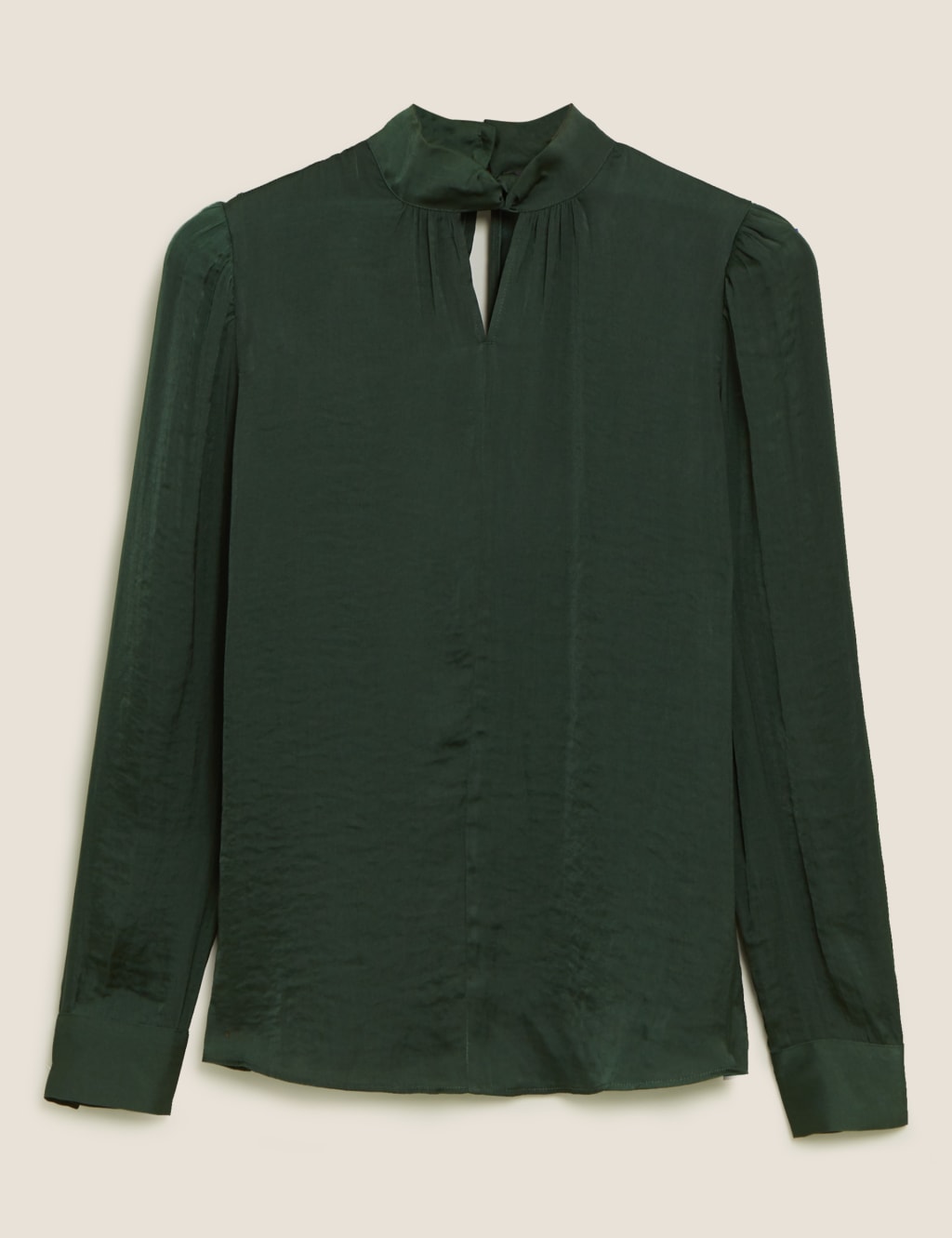 Satin High Neck Long Sleeve Blouse 1 of 1
