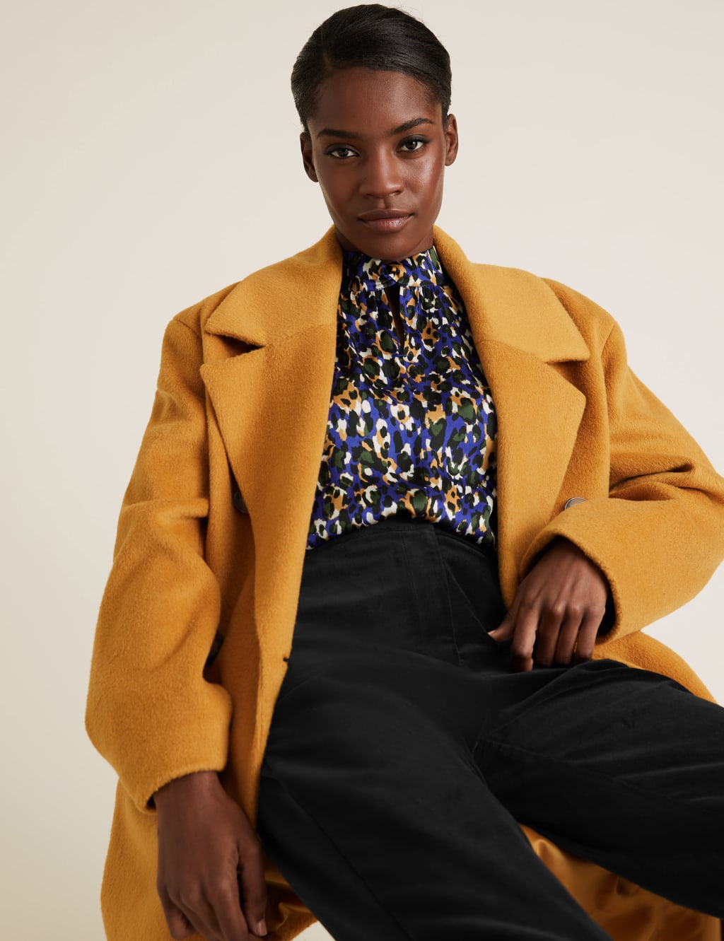 Leopard print high neck blouse online