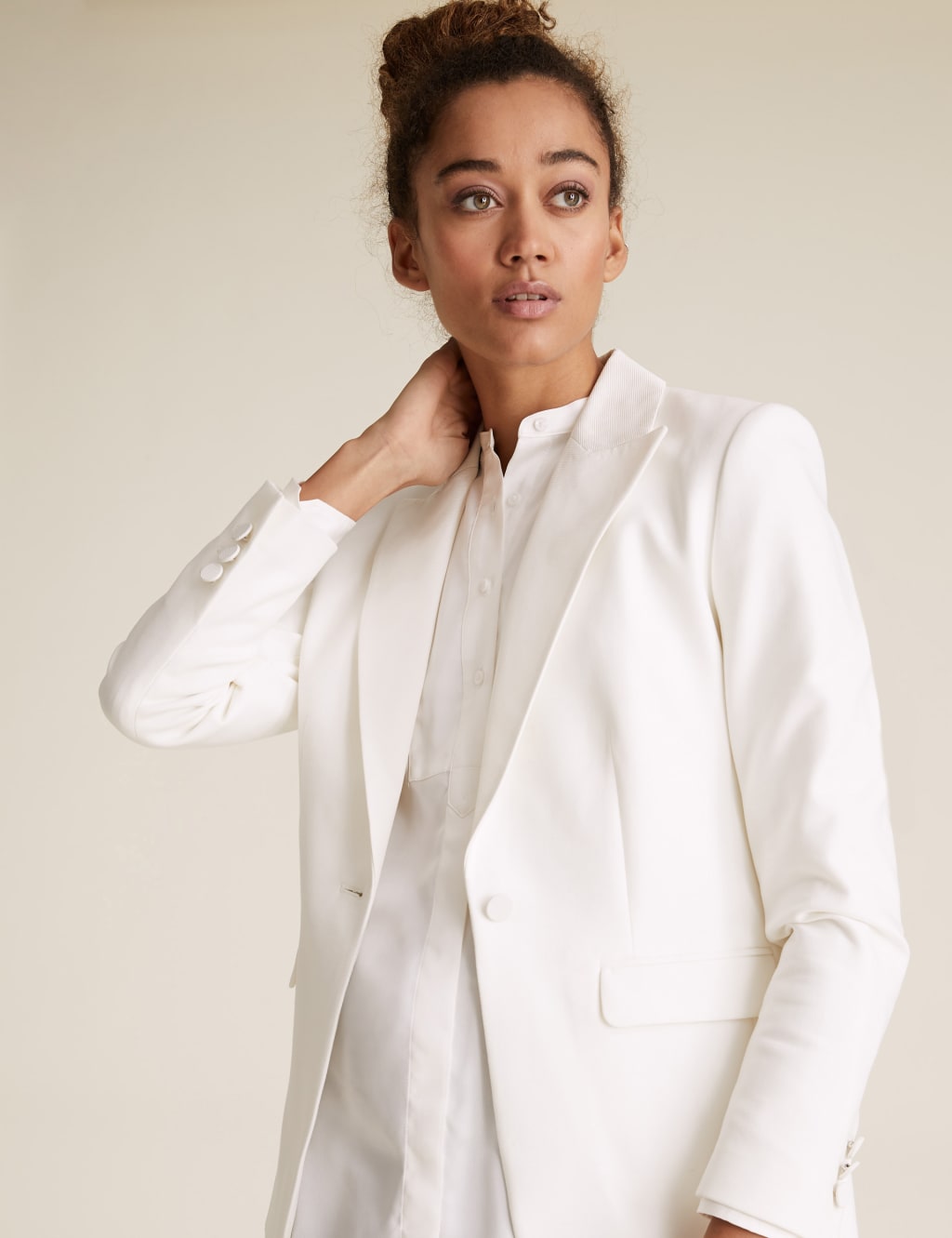 Satin Collarless Long Sleeve Tunic 6 of 6