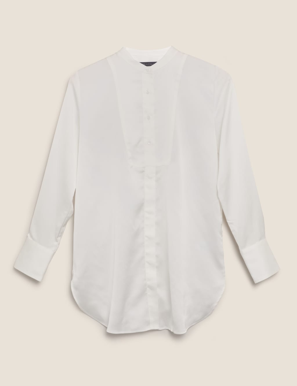 Satin Collarless Long Sleeve Tunic 2 of 6