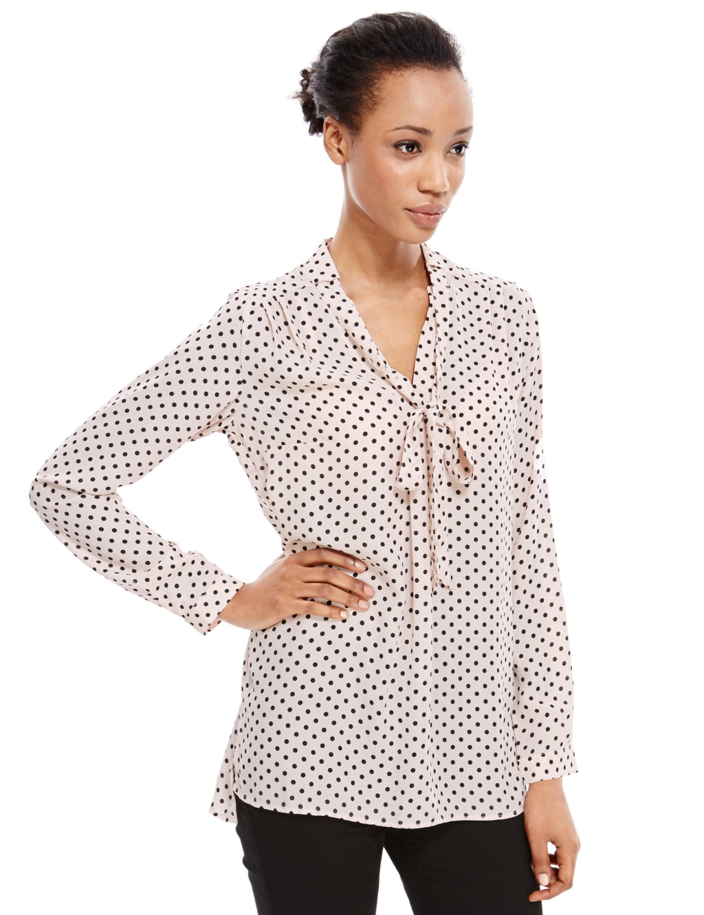 Front Tie Spotted Blouse 1 of 4