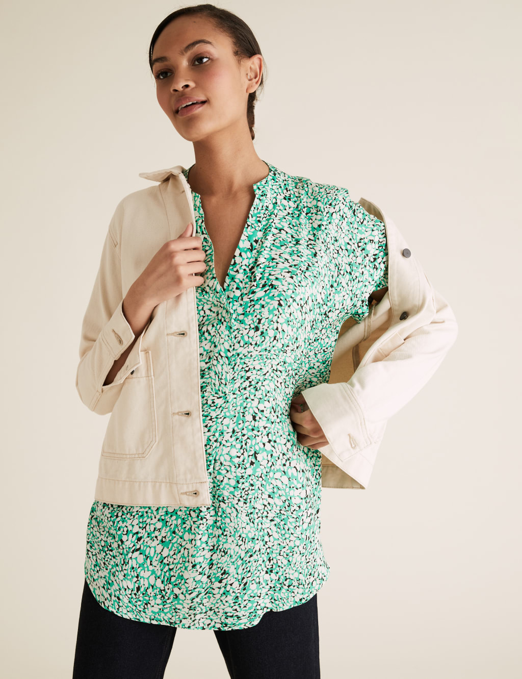 Printed V-Neck Short Sleeve Tunic 1 of 5