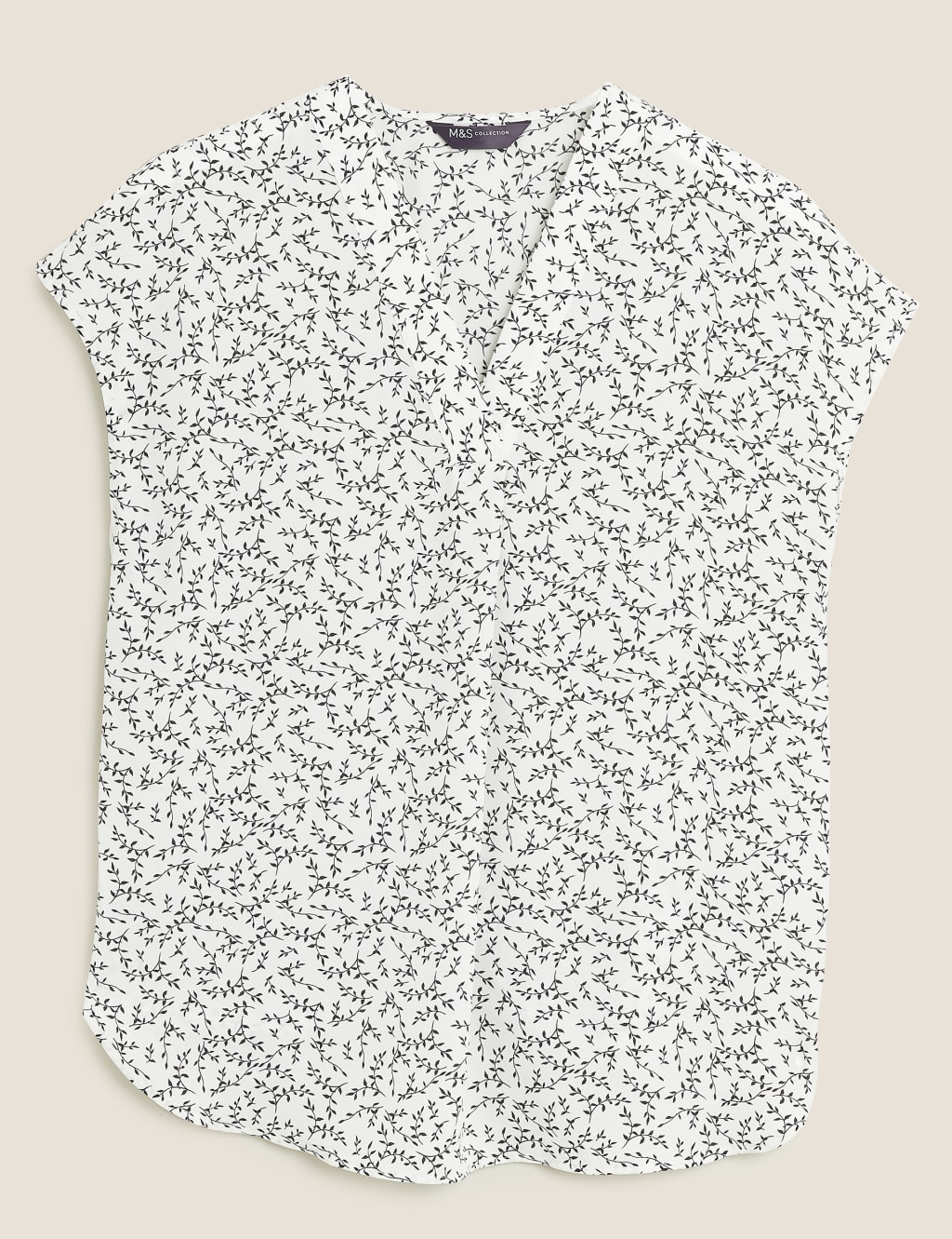 Leaf Print V-Neck Sleeveless Shell Top 2 of 5