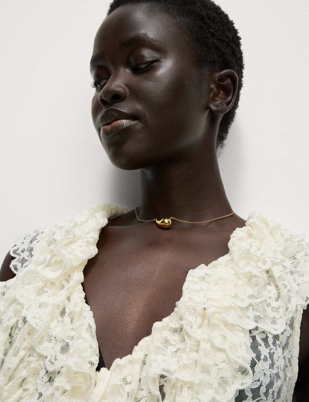 Lace V-Neck Tie Detail Ruffle Top 6 of 7