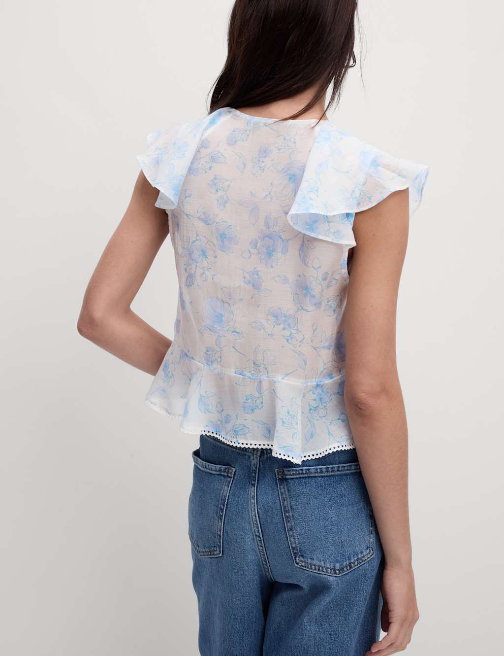 Lyocell Rich Floral Frill Detail Top 5 of 5
