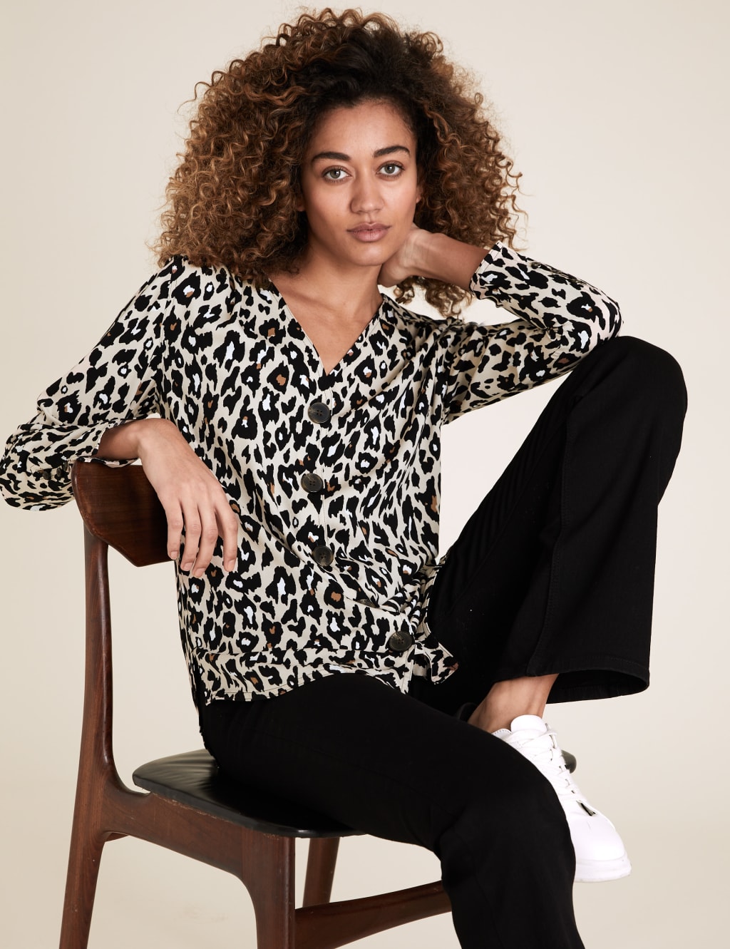 Animal Print V-Neck Long Sleeve Tunic 1 of 5