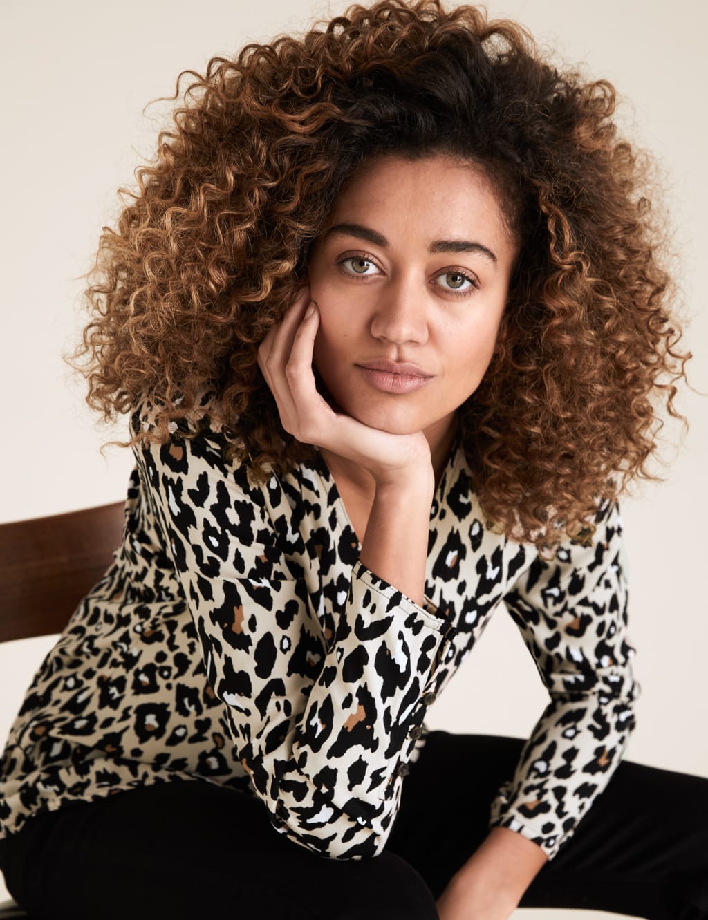 Animal Print V-Neck Long Sleeve Tunic 3 of 5