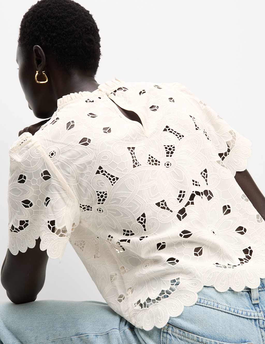 High Neck Cutwork Puff Sleeve Top 5 of 6
