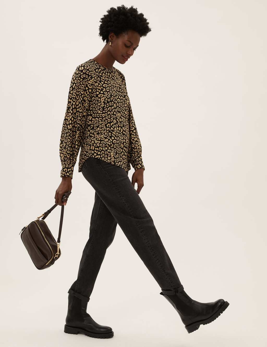 Animal Print Round Neck Long Sleeve Top 6 of 6