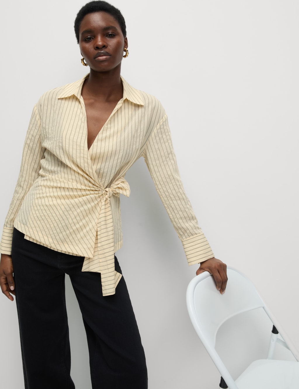 Striped Collared Tie Front Shirt 5 of 5