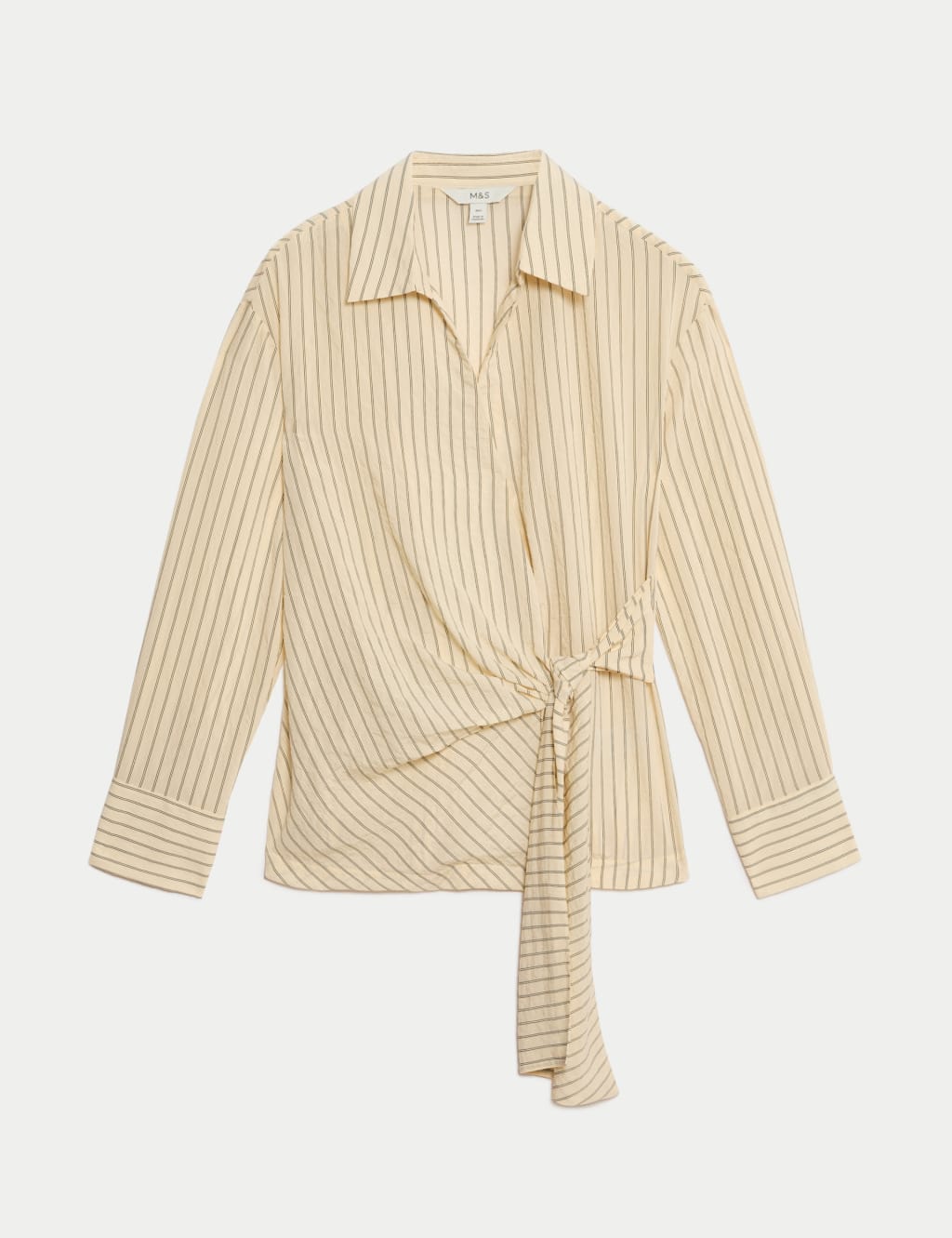 Striped Collared Tie Front Shirt 2 of 5