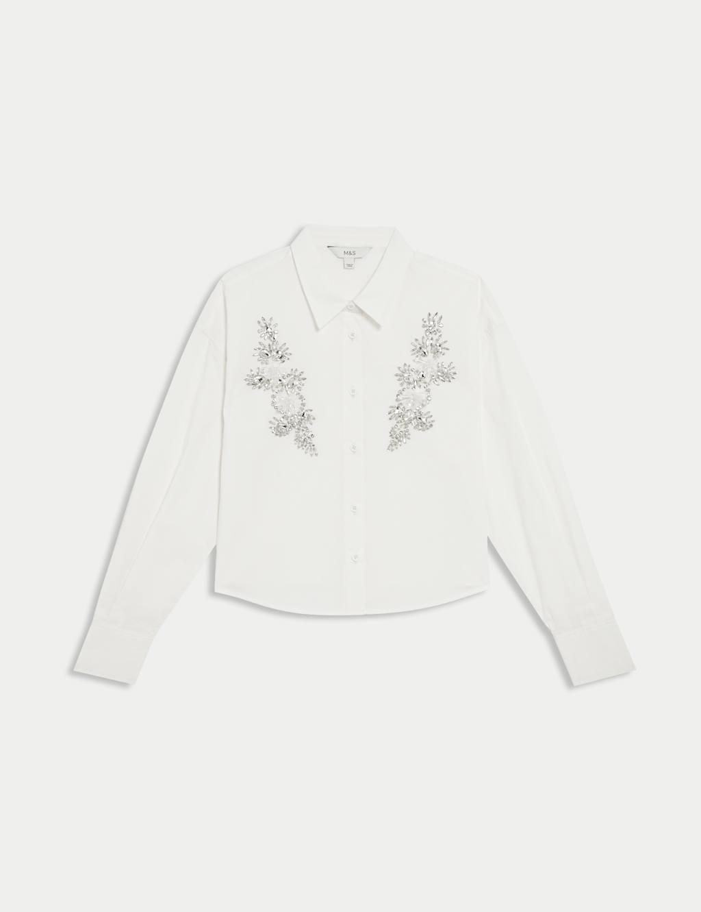 Pure Cotton Embellished Collared Crop Shirt 2 of 5