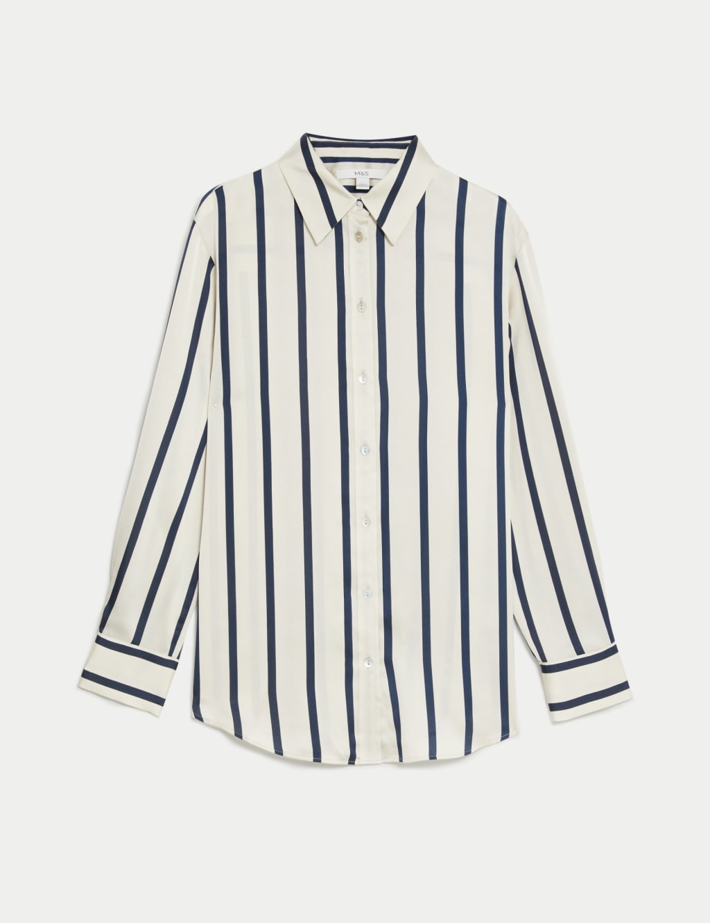 Satin Striped Collared Button Through Shirt M S Collection M S
