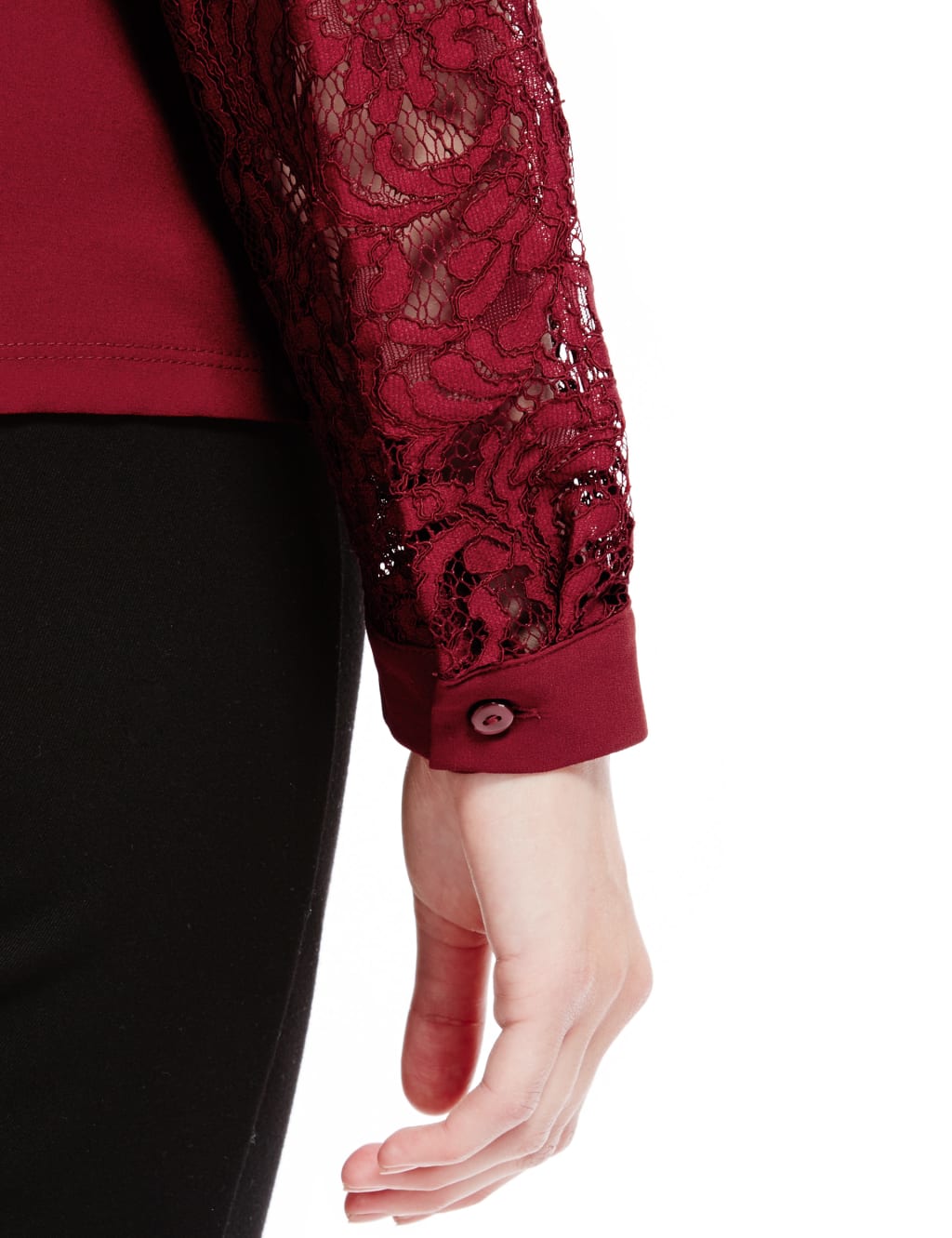 Long Sleeve Floral Lace Shell Blouse 5 of 5