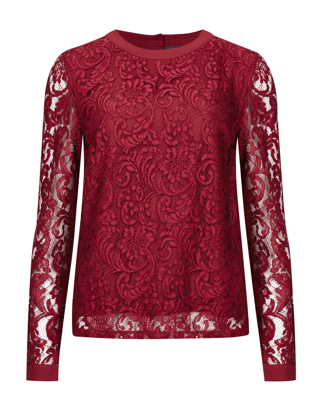 Long Sleeve Floral Lace Shell Blouse 2 of 5