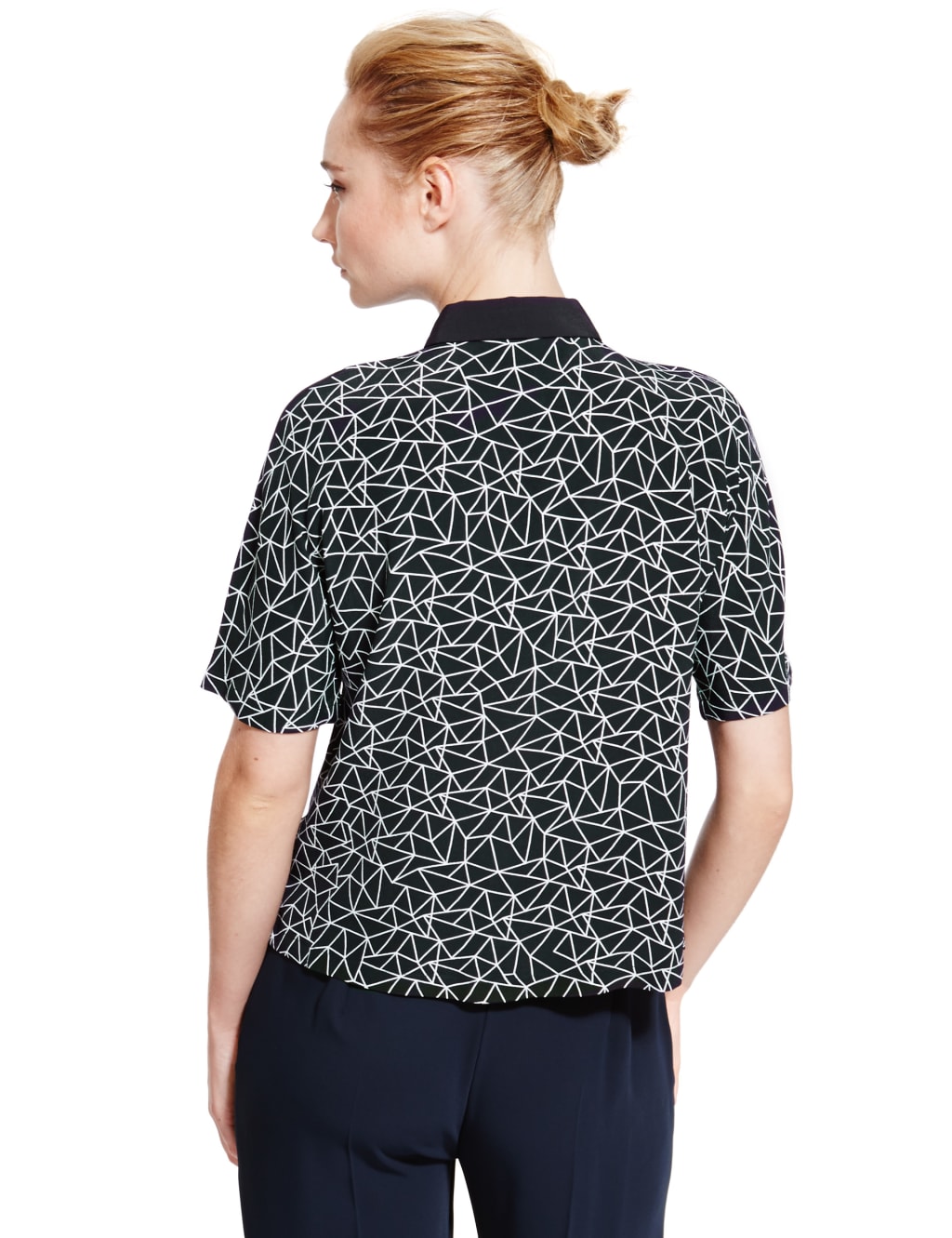 Short Sleeve Geometric Print Blouse 4 of 4