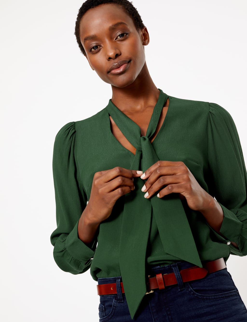 Tie Neck Blouse M S Collection M S