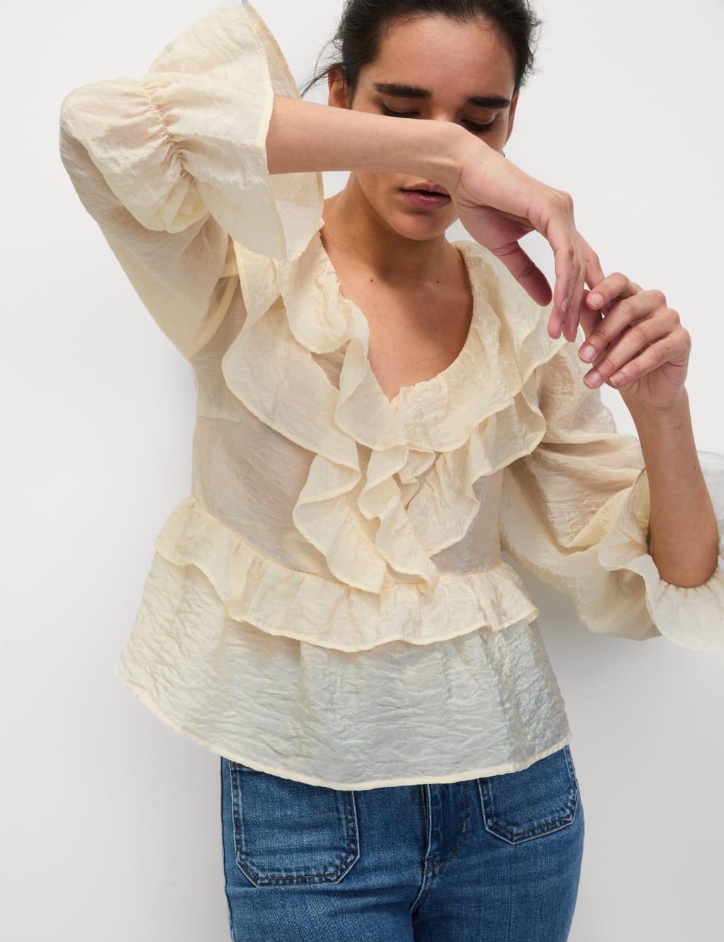 V-Neck Frill Detail Blouse 5 of 6