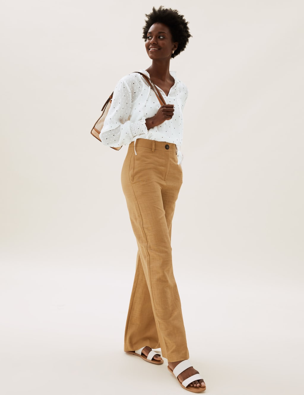 High neck polka dot top clearance