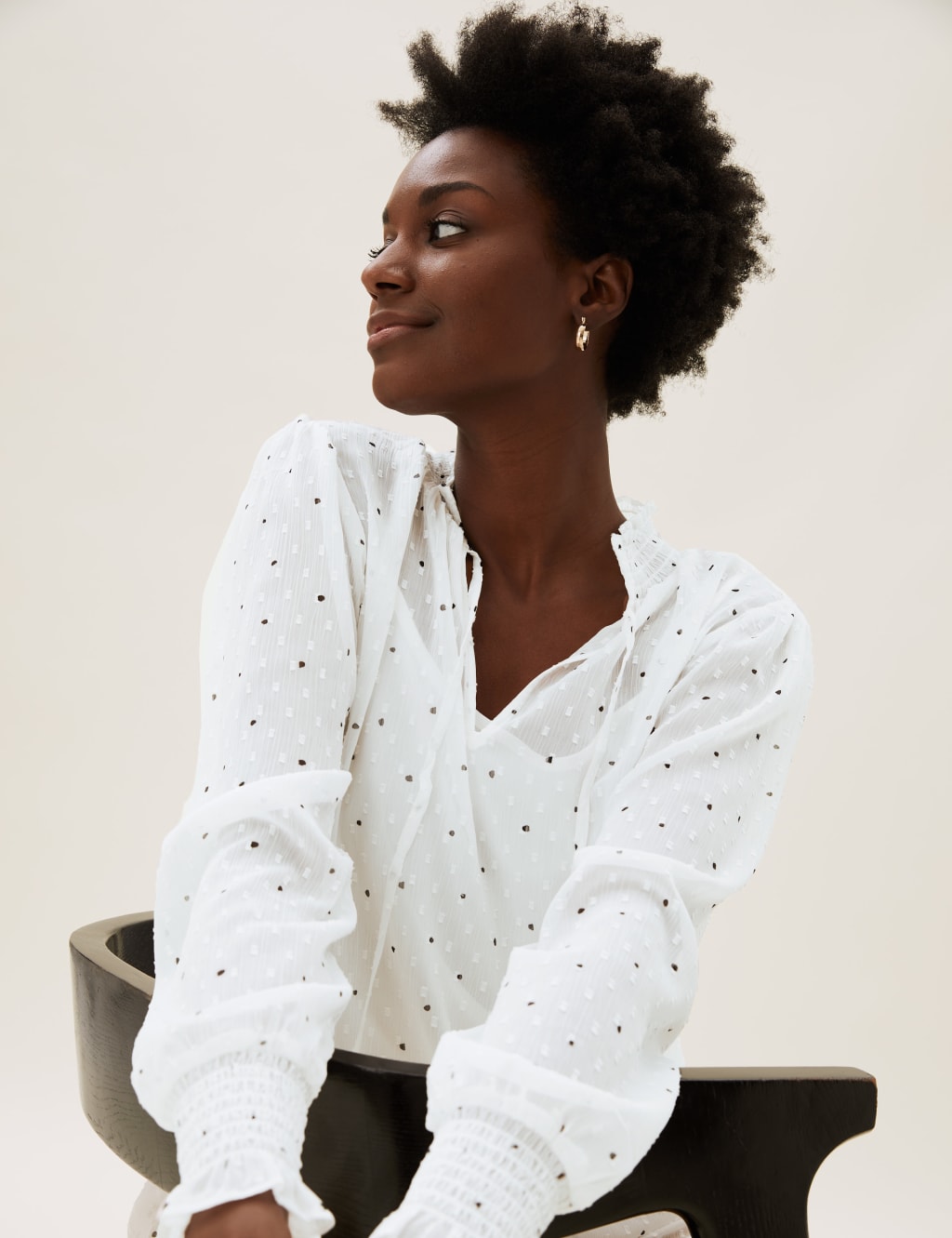 High neck polka dot top top