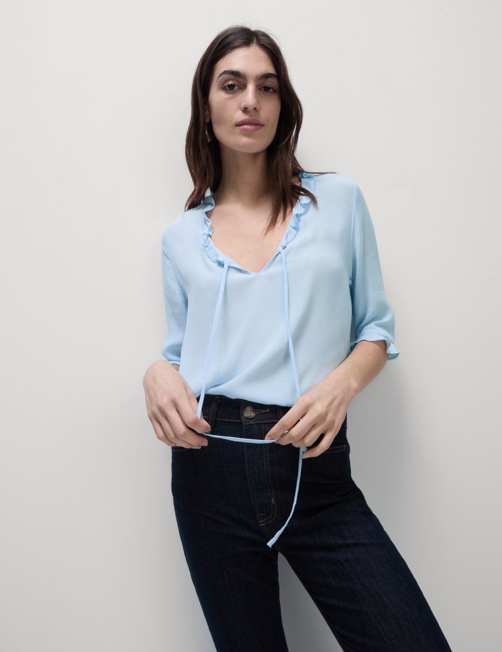 V-Neck Frill Detail Blouse 4 of 4