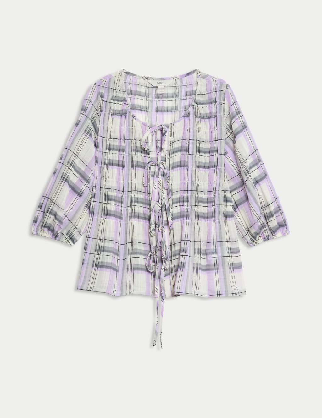 Shirred Tie Front Blouse 2 of 5
