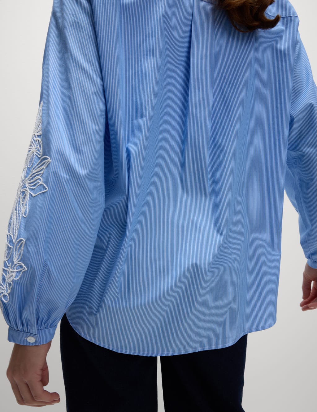Pure Cotton Striped Lace Detail Shirt 6 of 6