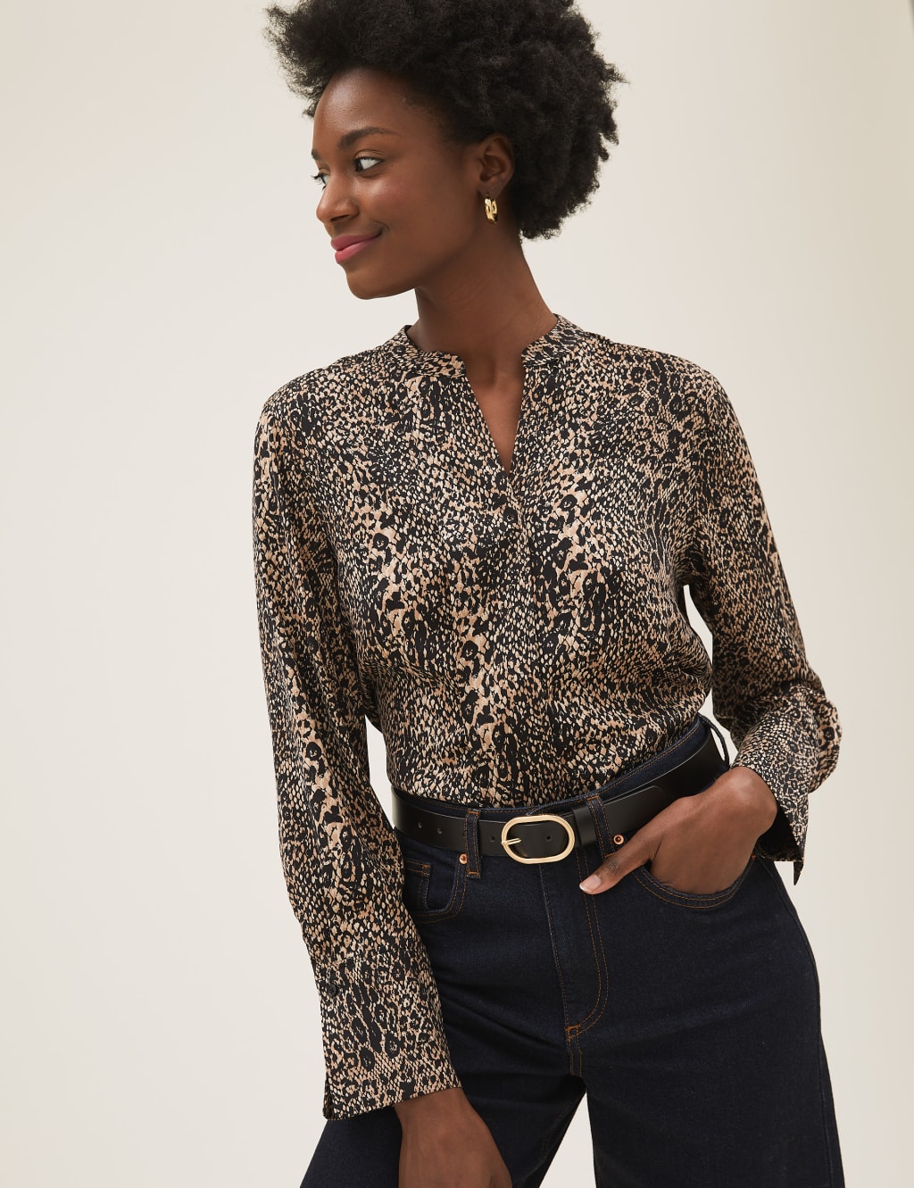 Satin animal print blouse online