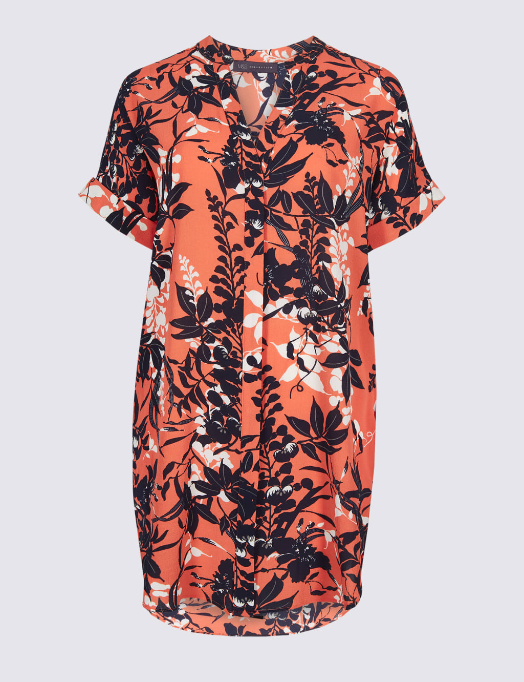 Floral Print Longline Short Sleeve Blouse 2 of 4