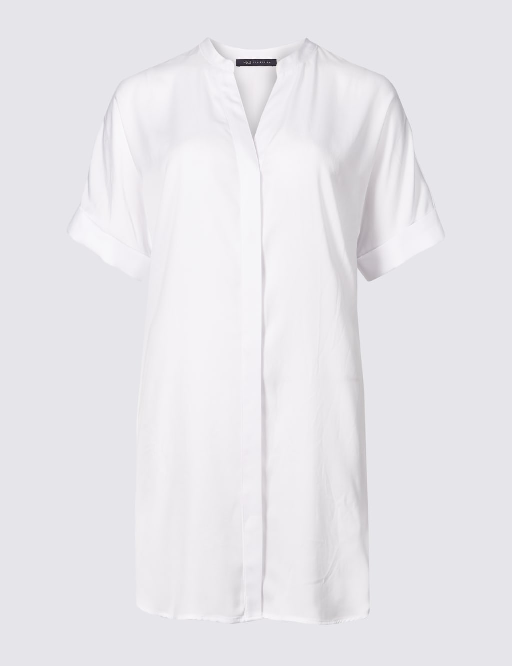 Satin Longline V-Neck Short Sleeve Blouse 2 of 4