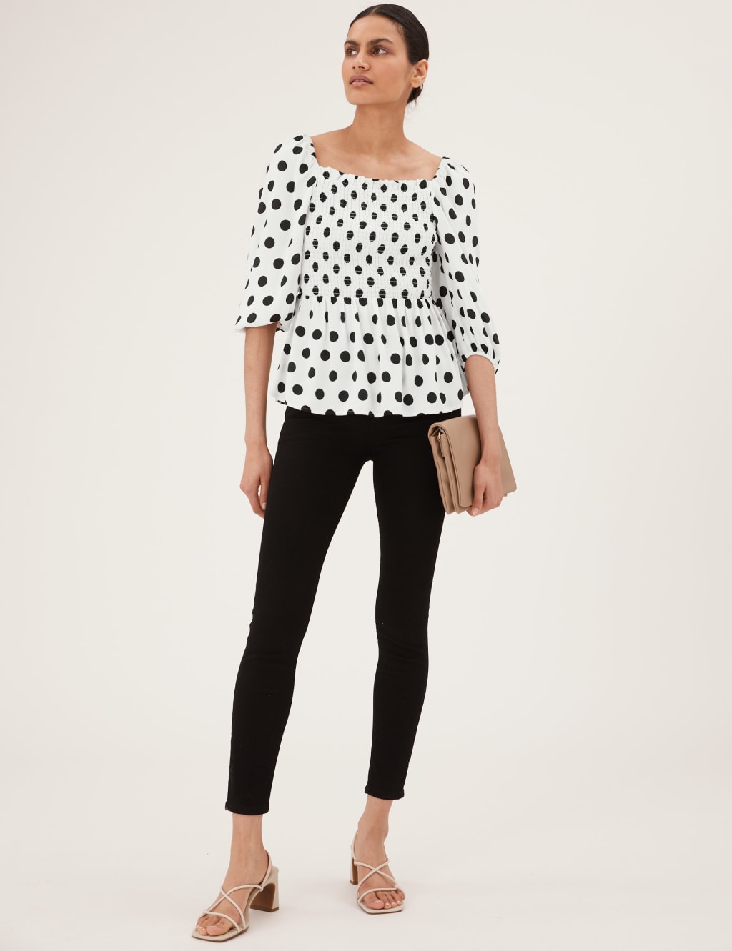 Polka dot square neck top sales