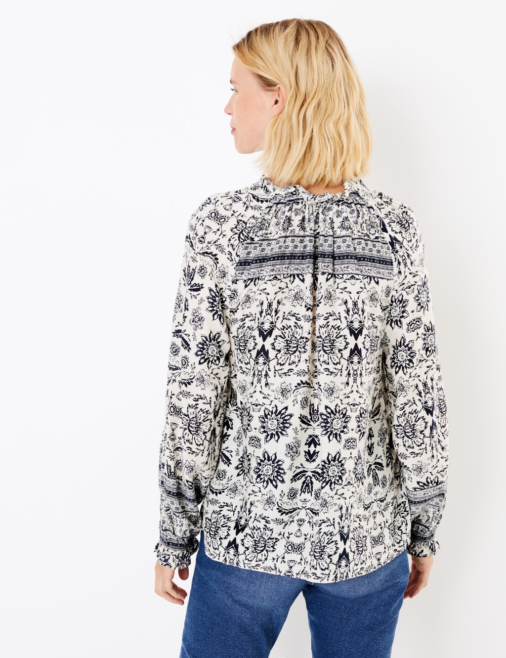 Artisan Print Tie Neck Blouse 4 of 4