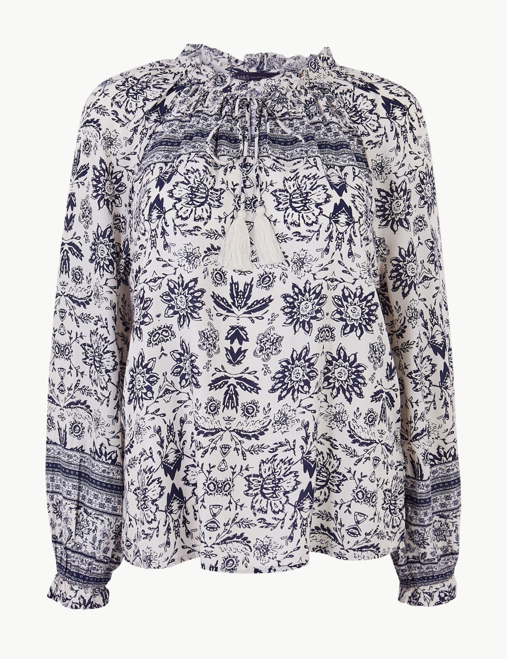 Artisan Print Tie Neck Blouse 2 of 4