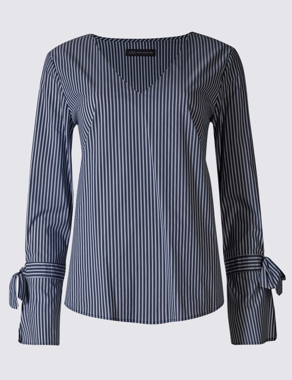 Striped V-Neck Tie Sleeve Shell Top 2 of 4