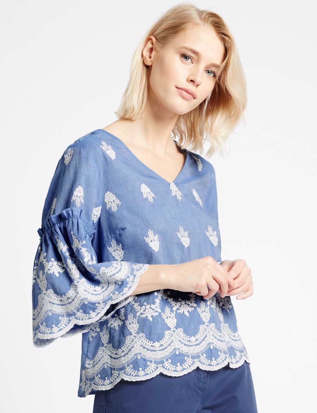 Pure Cotton Embroidered Shell Top 1 of 4