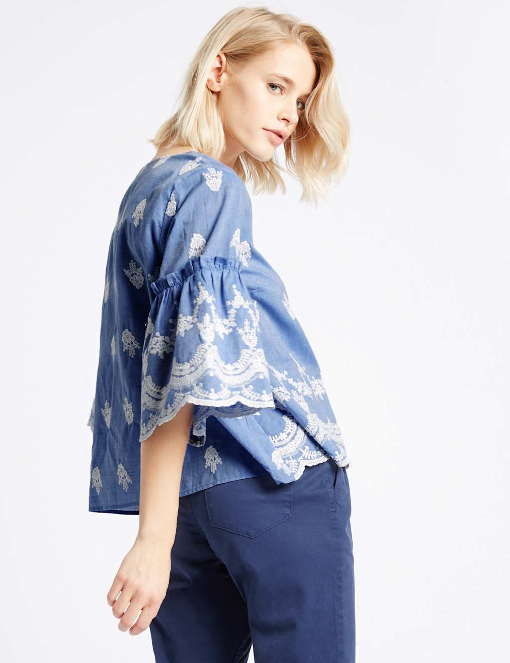 Pure Cotton Embroidered Shell Top 3 of 4