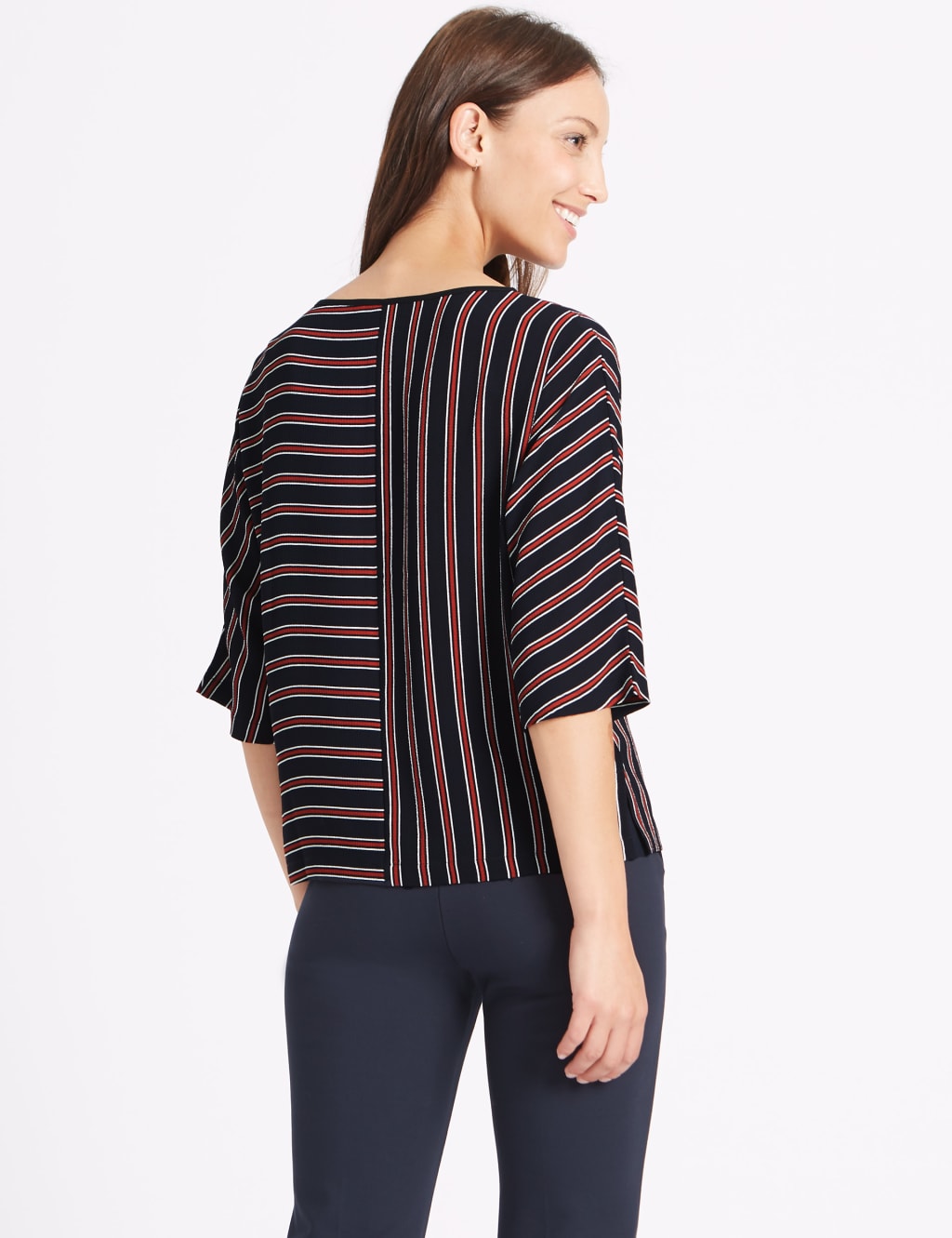 Kimono Striped 3/4 Sleeve Shell Top 4 of 5