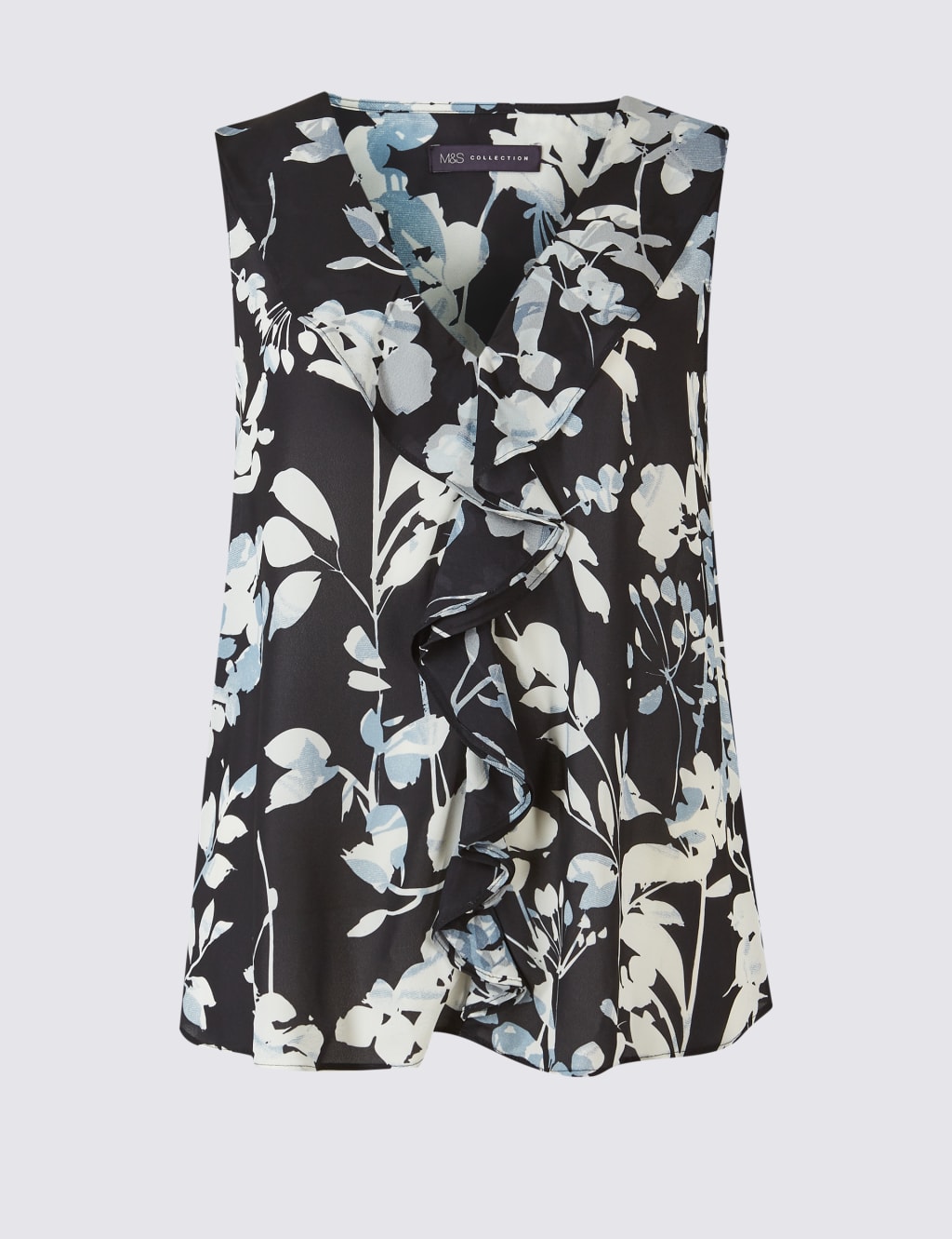 Floral Print Frill V-Neck Vest Top 2 of 5