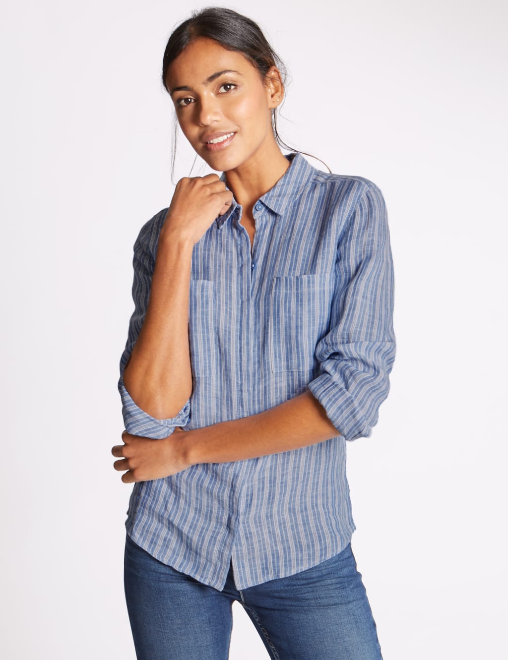 Pure Linen Striped Long Sleeve Shirt 1 of 4