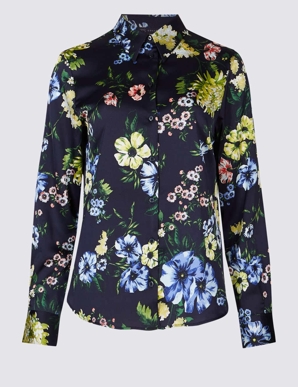 Floral Print Satin Long Sleeve Shirt 2 of 5