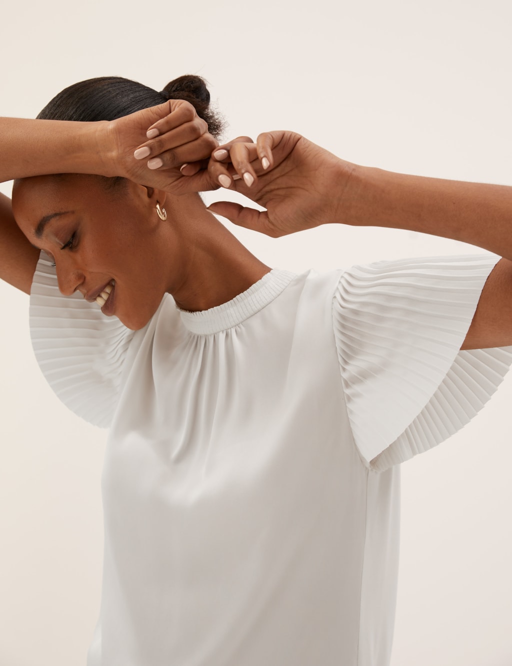 Jersey Plisse High Neck Regular Fit Top 1 of 6